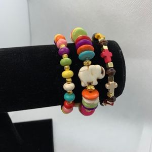 Boho Beaded Bracelet Stack - Fun Colors - Elephant